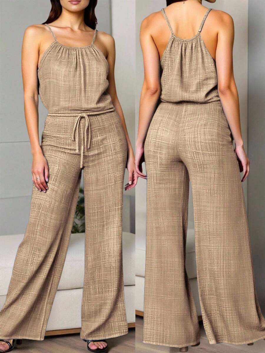 Breezaya Bộ đồ liền thân dây rộng thời trang dành cho nữ - Màu Khaki - Xem 1