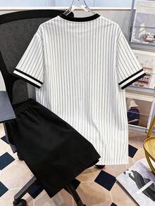 Manfinity Joysei 男士修身短袖T恤和短裤套装 - 彩色 - 查看 2