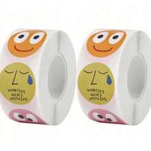 Joivida 1 Roll (500 Sheets Total) 2.5cm Round Funny Stickers - 8 Cute Cartoon Expression Designs, Self-Adhesive Label Stickers For Kids Reward, Gift Wrapping, Bakery Sealing & Daily Decor, Waterproof & Easy Peel, Vibrant Colorful Sticker Roll For Scrapbooking, Stationery & Party Supplies - Multicolor - View 7