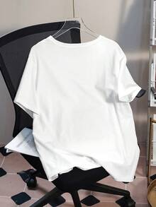 Strawberry Shortcake X SHEIN Plus Size Summer Casual Cute Strawberry Print Round Neck Short Sleeve T-Shirt - White - View 2