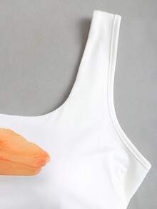 EgrlEra Áo camisole nữ gợi cảm, tối giản, in họa tiết, ôm sát. - Màu Cam san hô - Xem 5