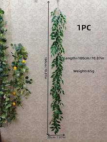 1/25 件人造柳叶藤蔓枝条，180厘米/70.87英寸，常春藤植物装饰，适用于婚礼、丛林、海滩、生日派对、花园、餐桌以及其他室内外场合。 - 綠色 - 查看 8