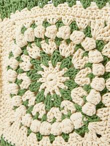 SHECARRY 女士时尚优雅简约手工编织手提包，夏季度假沙滩沙滩 - 綠色 - 查看 6