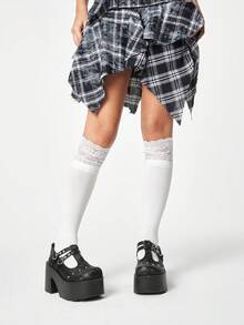 ROMWE Grunge Punk Giày sandal cao gót nữ ~ Thời trang mới 2026 Xuân Thu Phong cách Punk Màu Hồng Đào Đậm Hình trái tim Chữ thập Đính Đinh Tán Mũi Tròn Phong cách Spice Girl Anh Quốc Giày da nhỏ Kiểu Trung Quốc Đế dày Nâng gót cao - màu đen - Xem 2