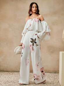 Anewsta Bộ đồ mùa xuân/hè gợi cảm gồm áo và quần trắng không tay cổ chữ V thêu họa tiết. - trắng - Xem 5