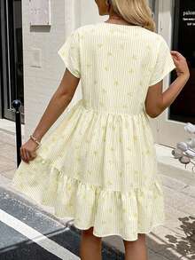 SHEIN LUNE Vestido corto casual de playa romántico de verano para mujer, color rosa - Amarillo - Ver 2