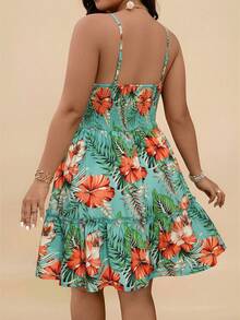 Travachic Plus Size Women Floral Print Ruched Casual Vacation Slip Dress - Multicolor - View 2