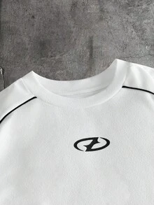 AXEPEAK Men's Casual Patchwork Round Neck T-Shirt, Versatile For Daily Wear - White - View 4