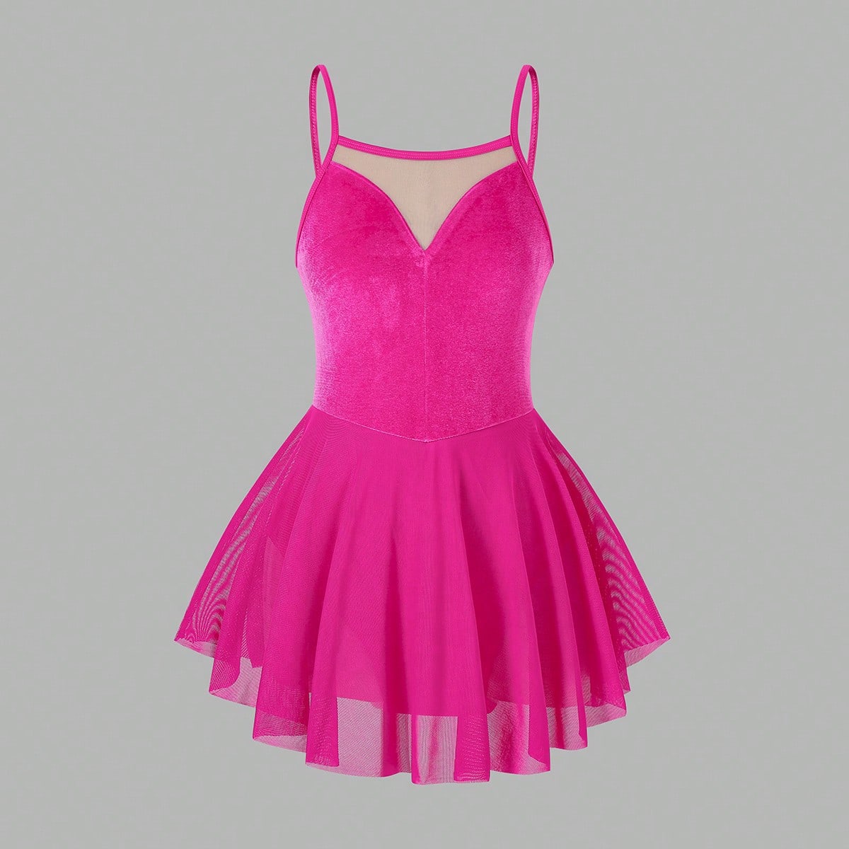 Vestido de ballet de ropa deportiva para niñas preadolescentes, falda larga con cuello halter roja, tirantes ajustables, paneles de tela de malla el?