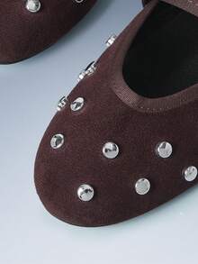CUCCOO GRLICON Ladies, Buckle Spikes, Trim, Flats 2000s Style - Rust Brown - View 4
