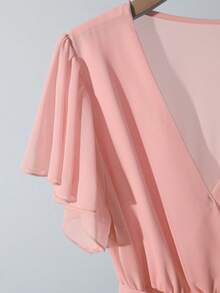 Qadelle New Arrival Spring/Summer Elegant Flowy Chiffon Dress For Women - Pink - View 3