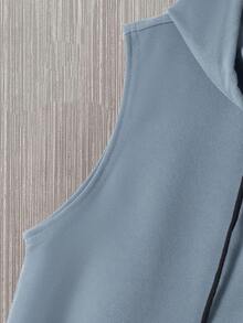 Manfinity Homme Men's Summer Casual Drawstring Hooded Tank Top And Shorts Set - Dusty Blue - View 5