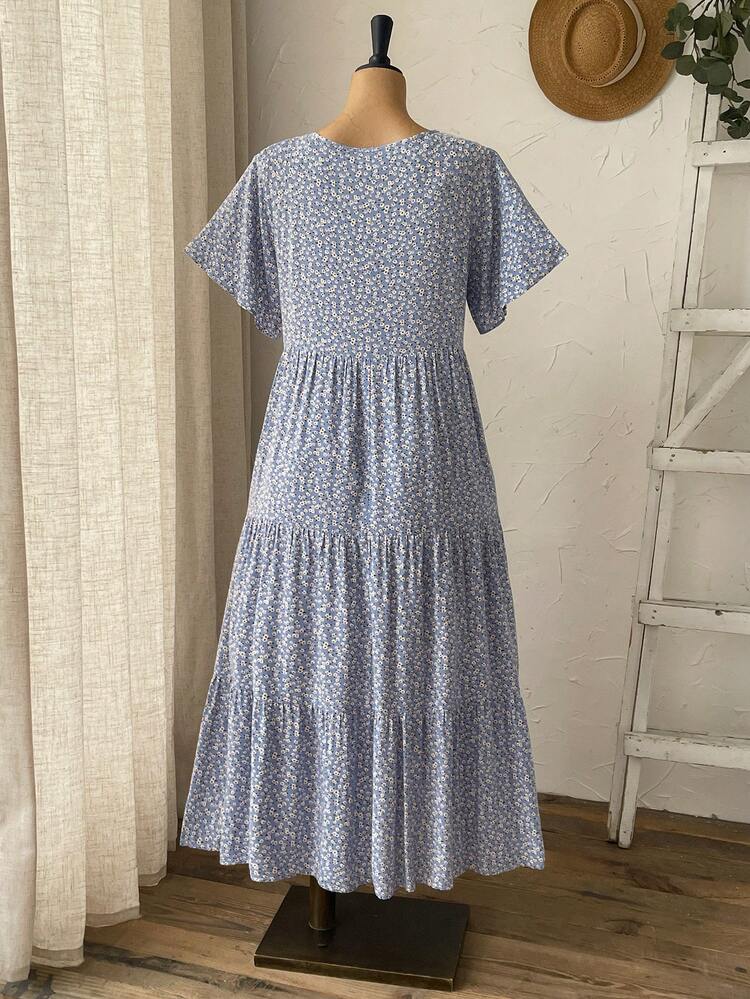 Plus Size Women Casual Ditsy Floral Dress,Summer Outfit For Women , Vacation Outfits Women,Country Style For Women,Casual Dresses For Women,Floral Dress For Women Maxi Dress For Women Long Casual Bohemian Dresses For Women Picnic Dresses For Women Modest Summer Dresses For Women
