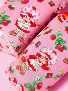 Strawberry Shortcake X SHEIN 1Pc Strawberry Printed Fabric Cup Holder, Neoprene Cup Sleeve Thermal Insulation Material, Reusable, S/M/L Three Sizes, Suitable For Different OZ Coffee Cups - Pink - View 4