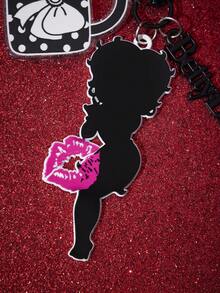 Betty Boop x SHEIN 1 Móc khóa Betty Boop hình trái tim đỏ và nơ đen, dùng để treo túi xách, phụ kiện Airpods. - Nhiều màu - Xem 4