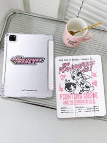THE POWERPUFF GIRLS X SHEIN 这款透明亚克力三折双面印花粉色字母图案飞翔少女保护套，兼容iPad Mini 6/ Mini 7/Air/Air 2/9.7/10.5/10.2/Air 4/Air 5/10.9/Pro 11/10/2024 Air 11 (M2)/Pro 11 (M4) 2024/Air 11英寸 (M3) 2025/ (A16) 11英寸第十一代 2025款。高透明度保护套，产品不含触控笔。部分型号在框架内设有内置触控笔插槽。 - 彩色 - 查看 1