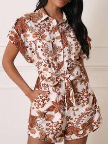 Lilora 女士优雅花卉连体裤，通勤必备 - 彩色 - 查看 7