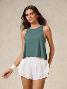 OutZeal Women Sports Tanks Pilates Outfit Gym Top Cool Touch Silky Soft Flowy Hem Active Tops - Green - View 5