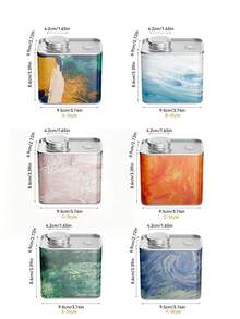 Cirelle 1pc Airtight Coffee Bean Tin Canister, Vintage Oil Painting Metal Tea Storage Box, Square Tinplate Container With Screw Lid For Countertop - Multicolor - View 3