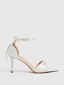 CUCCOO SZL Women's Pointed Toe Bowknot Strap High Heel Sandals, Sexy Elegant Stilettos For Summer, Suitable For Dress, Date, Afternoon Tea, Party, Wedding Summer Shoes - White - View 2