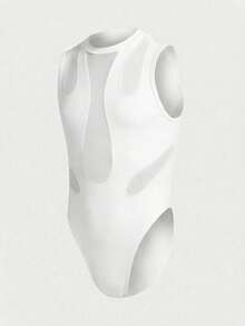 FeverCity Men's Sexy Mesh Patchwork Jumpsuit - White - View 7