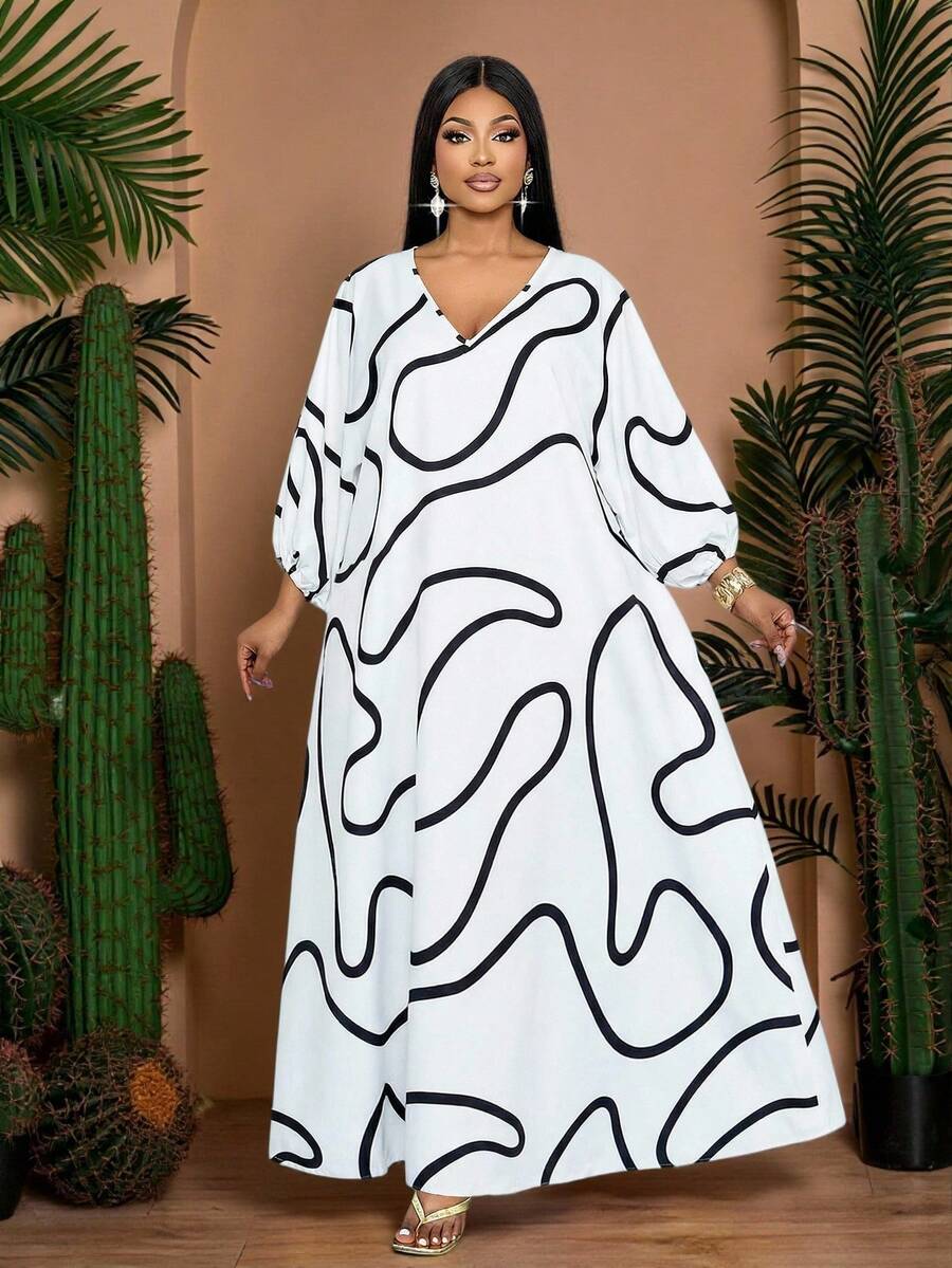 SOLERSUN Đầm dài dáng chữ A tay ngắn, hở lưng, cổ chữ V sâu, thắt dây phía sau, họa tiết đường kẻ nghệ thuật hai tông màu, dành cho nữ cỡ lớn, mùa xuân/hè, kiểu dáng rộng rãi, thoải mái, có dây buộc, thích hợp cho kỳ nghỉ hè, đi biển, kiểu dáng mới. - trắng - Xem 1