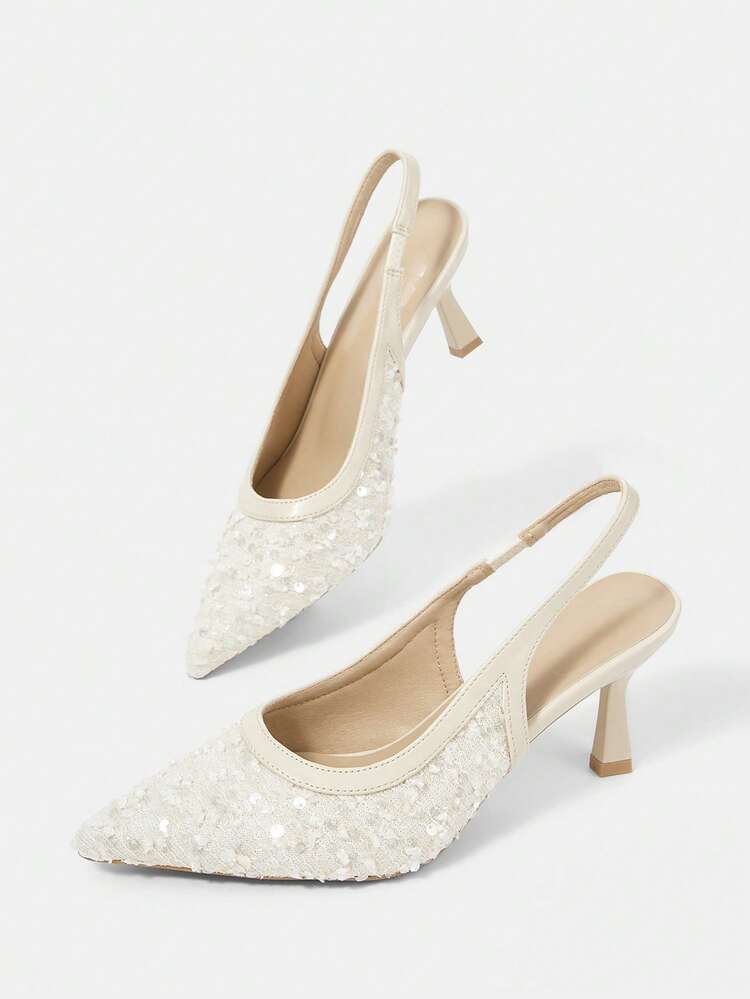 CUCCOO HITCHD Women Summer Lace High Heels Pointed Toe Sexy Kitten Heel Sandals Party Fashion Open Toe Breathable High Heel Shoes