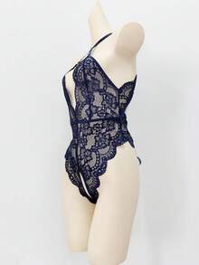 SHEIN 1 件女士性感蕾丝蝴蝶结连体衣领带，适合外出穿着 - 藏蓝色 - 查看 6