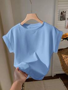 Comfortcana 两件装圆领落肩短袖T恤，略微透视，适合夏季穿着 - 彩色 - 查看 3