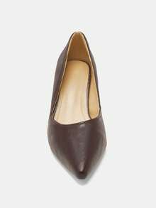 Bholvia 2026 New French Style Purple Pointed Toe Mid-Heel Pumps, Commuting Work Shoes For Women, Spring - Brown - View 7