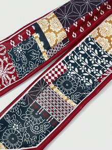 Fairycore 1pc Retro Punk Hip-Hop Geometric Pattern Belt - Red & Black Color-Block With White Floral Design, Adjustable Buckle For Jeans, Dresses, Casual & Everyday Wear - Unisex Fashion Accessory (Hand Washable), Suitable For Spring, Summer, Autumn, Winter - Multicolor - View 12