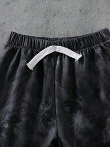 SHEIN 男童休闲纯色T恤+短裤两件套，适合日常穿着、上学、旅行、夏季户外活动 - 黑色 - 查看 8