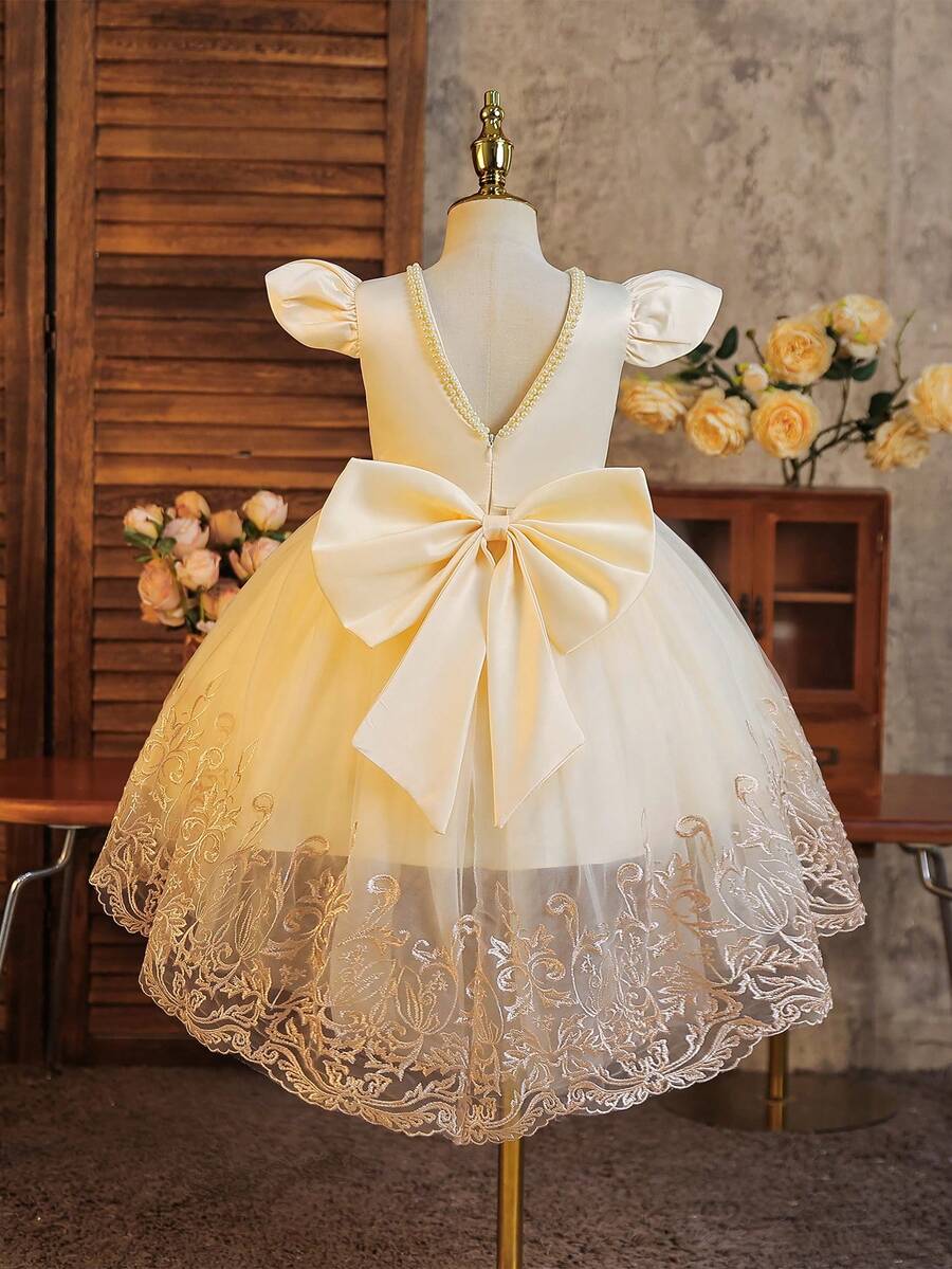Glamorique Kids 女童碎花网纱拖尾公主裙