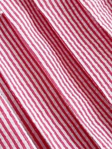 Nueva llegada de primavera Camiseta de mujer con lazo, cuello en V a rayas, ajuste ceñido, tirantes finos - Rosa - Ver 2