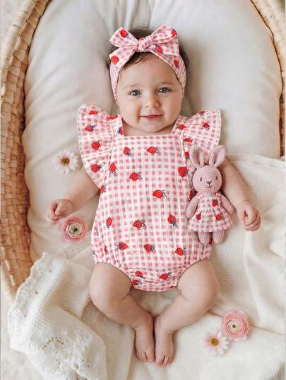 Newborn Infant Sleeveless Casual Floral Print Jumpsuit, Suitable For Home Leisure Time Or Outdoor Shopping Wear, Summer
