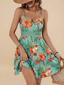 Travachic Plus Size Women Floral Print Ruched Casual Vacation Slip Dress - Multicolor - View 6
