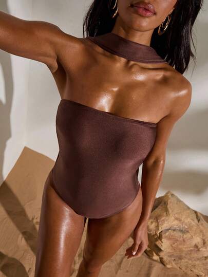 Opulessa Women's Solid Color Halter One-Piece Swimsuit For Vacation,Summer,Festival,Party ,Cute,Beach,Casual,Vacation,Holiday,Summer Outfits,Spring Outfit Women ,Beach Outfit For Women,Beach Outfits For Women,Beach Outfit,Beach Outfits,Vacation Outfits Women,Holiday Outfits For Women,Summer Holiday Outfits,Holiday Outfits,Vacation Outfits For Women,Beach Vacation Outfits For Wome,Y2k Y2K,Country,Country Concert Outfit,Country Style For Women,Country Outfits For Women,Tropical, Mermaid, Bohemian, Ibiza, Western,Brown