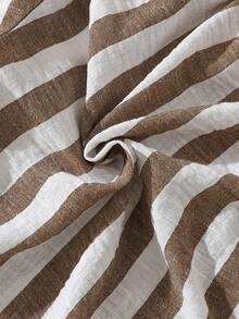 SHEIN 3件套男婴夏季蓝色、杏色、棕色条纹前开襟连体衣，休闲风格，适合日常户外玩耍、上学、度假、运动、派对等场合。 - 彩色 - 查看 4