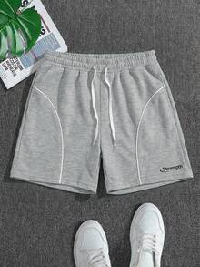 Manfinity Campus Court Men's Summer Casual Drawstring Waist Shorts - Grey - View 3