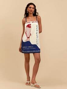 Travachic Vestido de vacaciones con tirantes sueltos y estampado de peces para mujer, estilo bohemio, occidental, con estampado tropical de loro, adecuado para vacaciones de verano, vestidos de verano, conjuntos de verano, vestidos de verano para mujer, atuendos de playa para mujer, atuendos de vacaciones de playa para mujer, atuendos de vacaciones para mujer, vestidos casuales para mujer, nuevos lanzamientos de verano 2026 - Multicolor - Ver 3