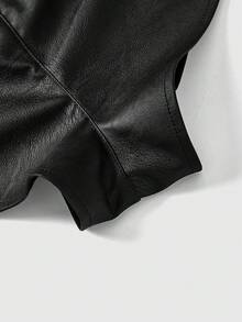 Grunge Punk Quần short mini cạp siêu thấp bằng da PU, phong cách punk Y2K cá tính, thích hợp cho lễ hội mùa xuân/hè, thêu chữ. - màu đen - Xem 4