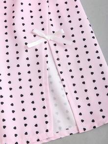 Sweetra 女士粉色波点撞色蕾丝蝴蝶结腰部开衩下摆性感浪漫度假风吊带连衣裙 - 粉色 - 查看 5