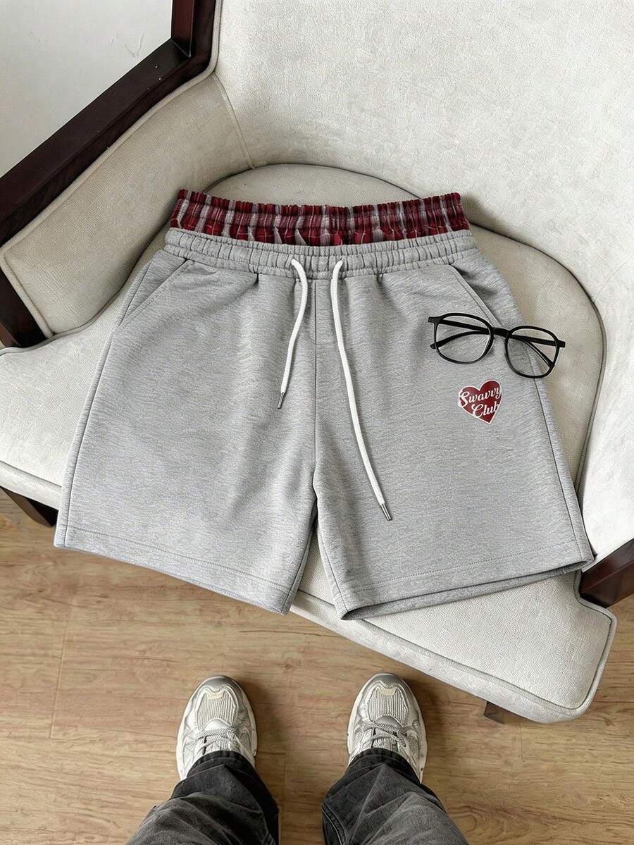 SWAVVY Men's Summer Casual Loose Shorts, Standard Size, Gray Color Block Waistband - Grey - View 1