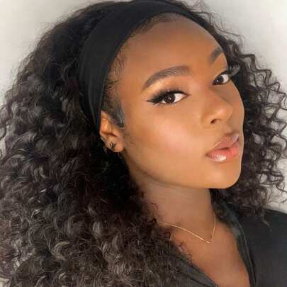 Density Pro 200% Density Kinky Curly Headband Bob Wigs Human Hair Curly Wig Machine Made Put On And Go Glueles Wigs For Daily Use