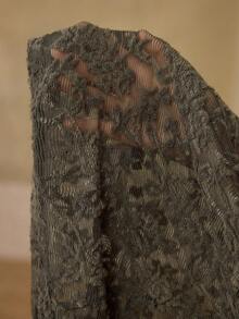 MOTF PREMIUM ELEGANT LACE LONG SLEEVE VERSATILE SHEER HIGH NECK UNDERSHIRT FOR WOMEN - Dark Green - View 6
