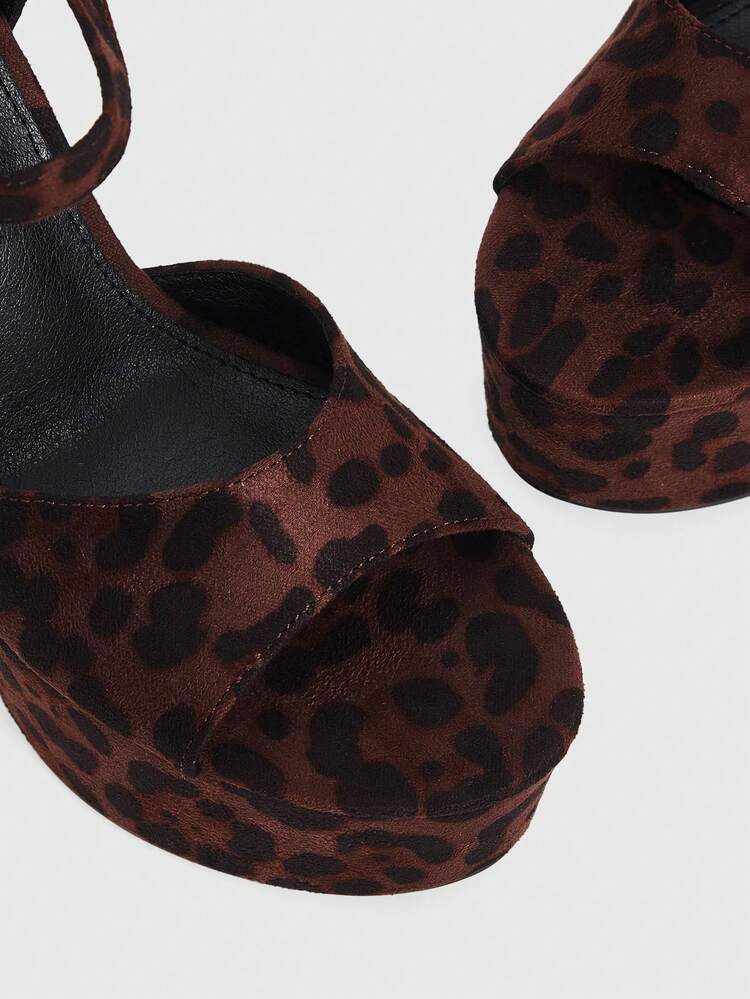 CUCCOO LuxiPop Womens Summer Fashion Leopard Heeled Sandals