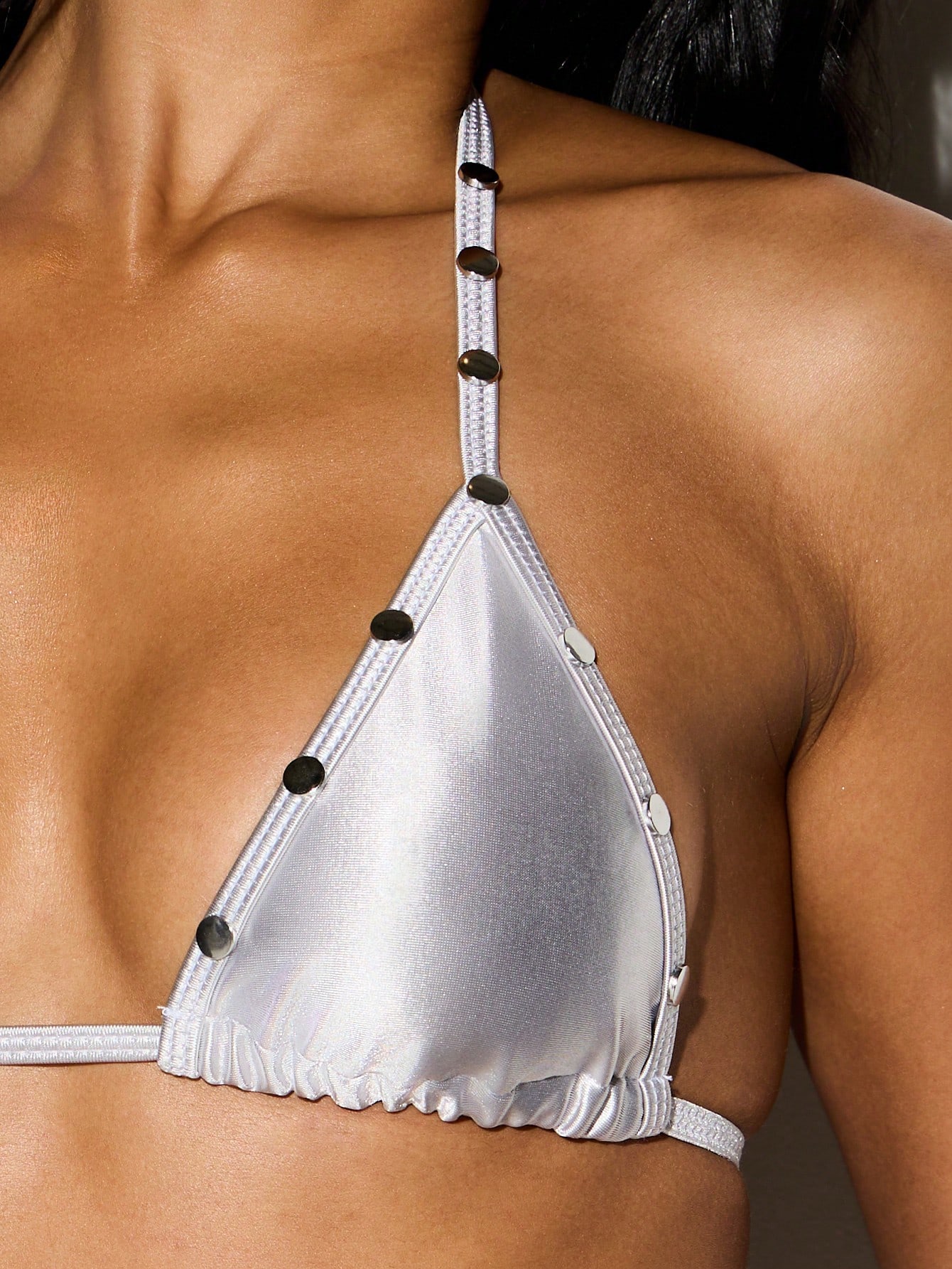 KIZN Halter Triangle Bikini Set With Metal Studs