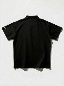 ROMWE MEN Goth 2026 Spring, Summer & Autumn Men's Casual Turndown Collar Polo Shirt, Fashion Summer Top - Black - View 5