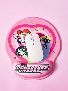 THE POWERPUFF GIRLS X SHEIN 飞天小女警卡通护腕鼠标垫，粉色爱心星款，防滑舒适办公游戏桌垫 - 查看 3