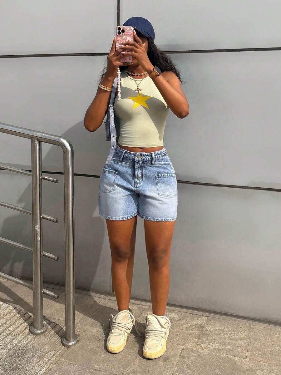 StreetHx Women's Fashionable Casual Versatile Denim Shorts, Summer - Light Wash - View 1